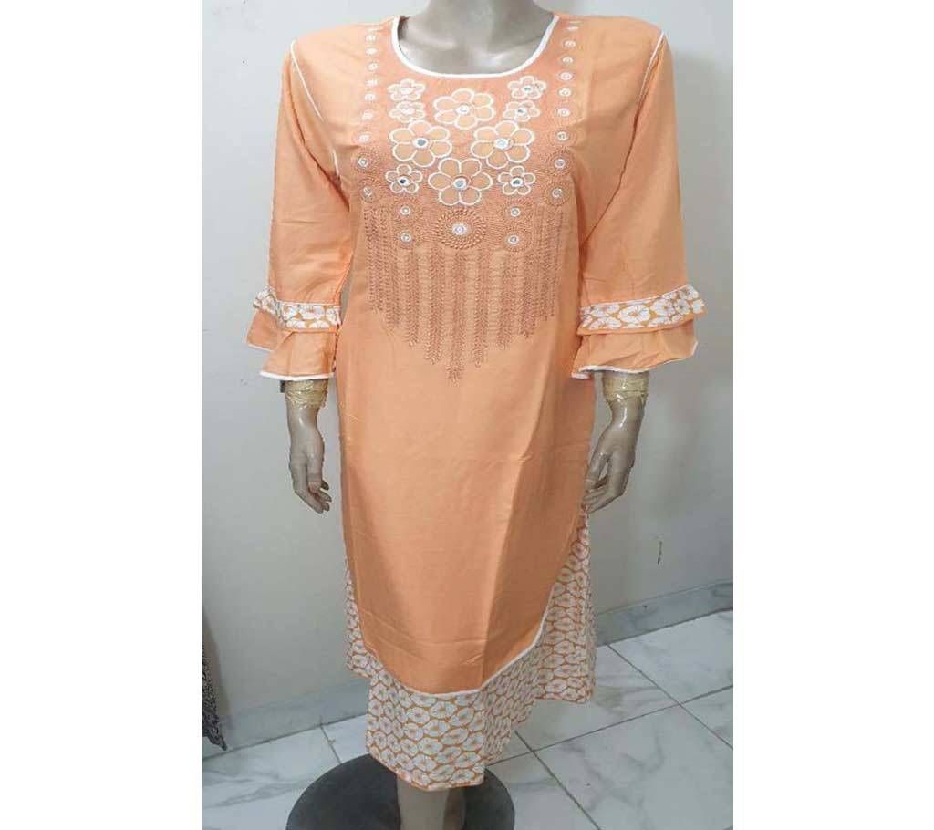 Embroidered long lilen kurti