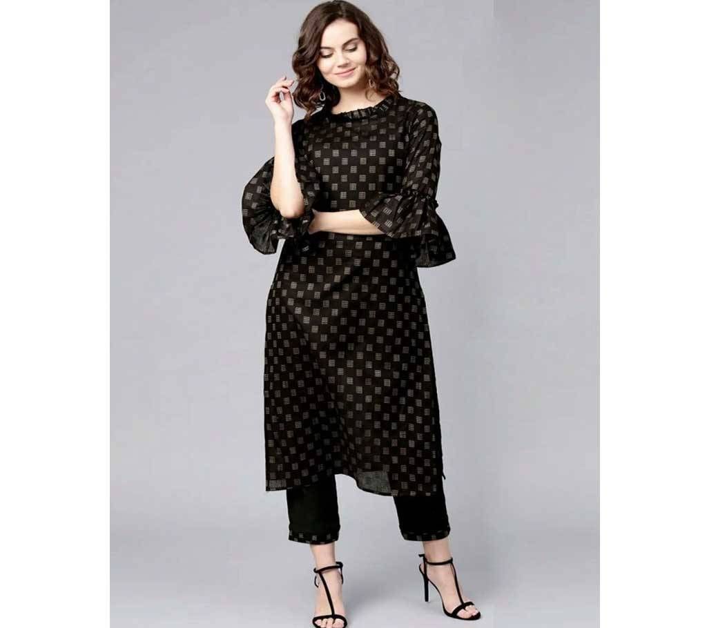 Unstitched Salwar kameez - 2Pc - Black- 04 - MHG