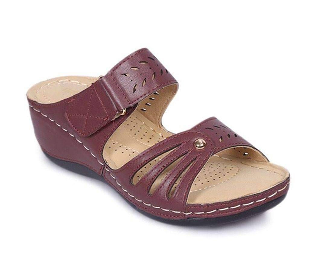 Nino-Rossi Maroon Ladies Leather Semi Heel Sandal
