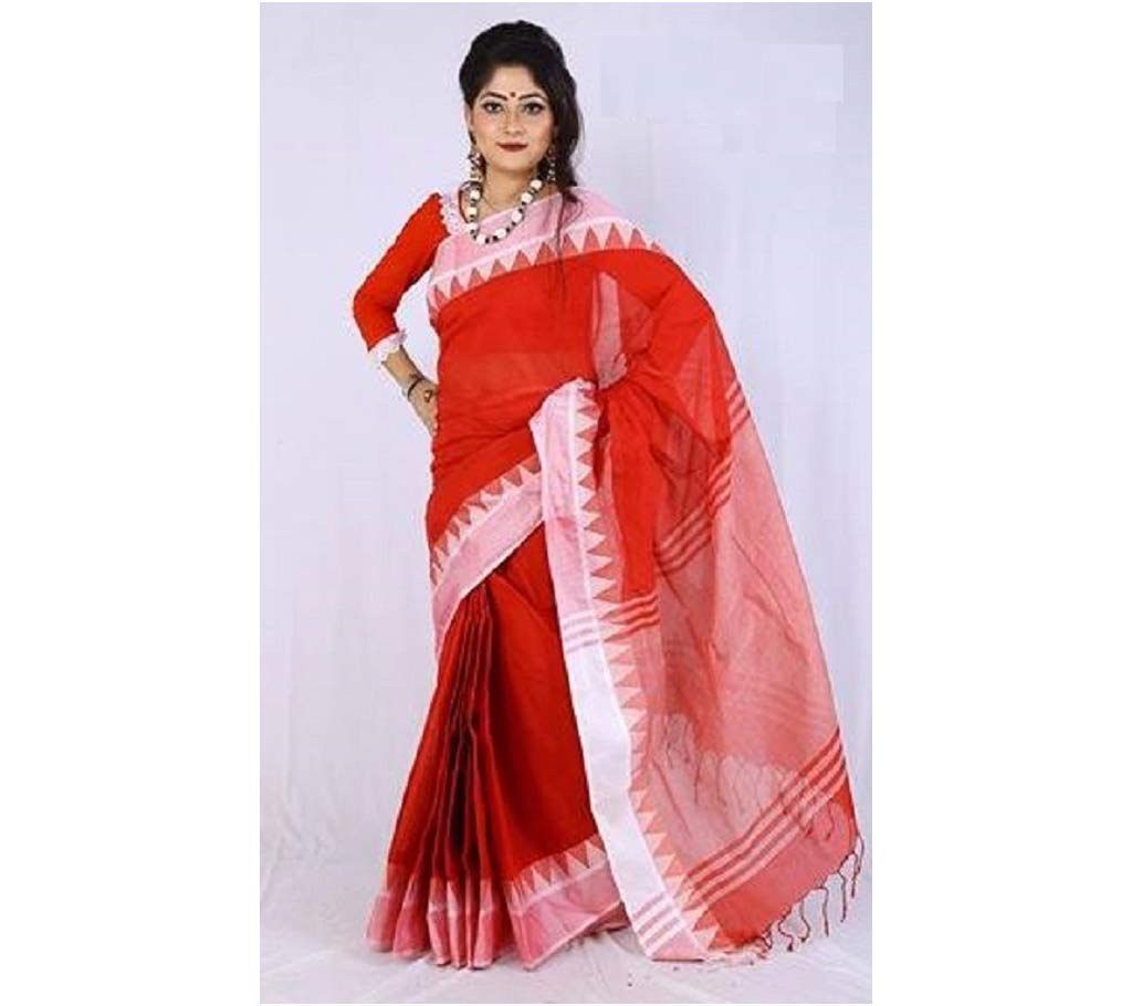 Red color cotton sharee