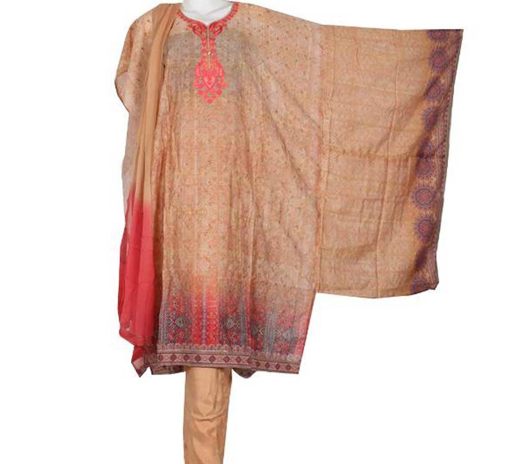 Unstitched Indian Embroidery Three Piece
