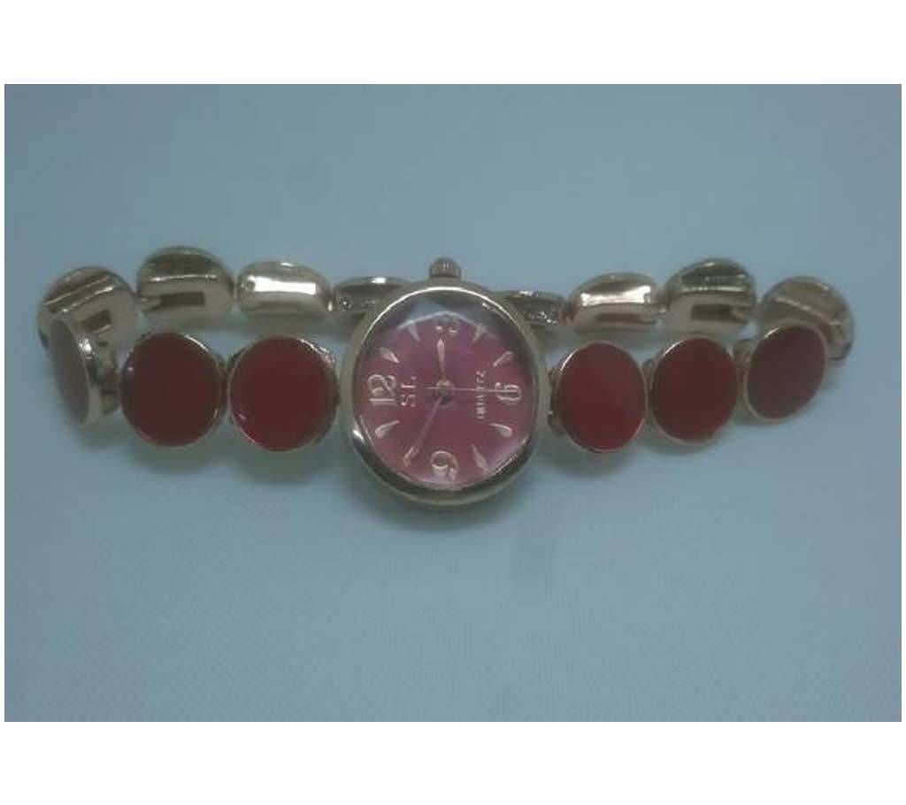 Red Analogue Wrist Watch For Women
