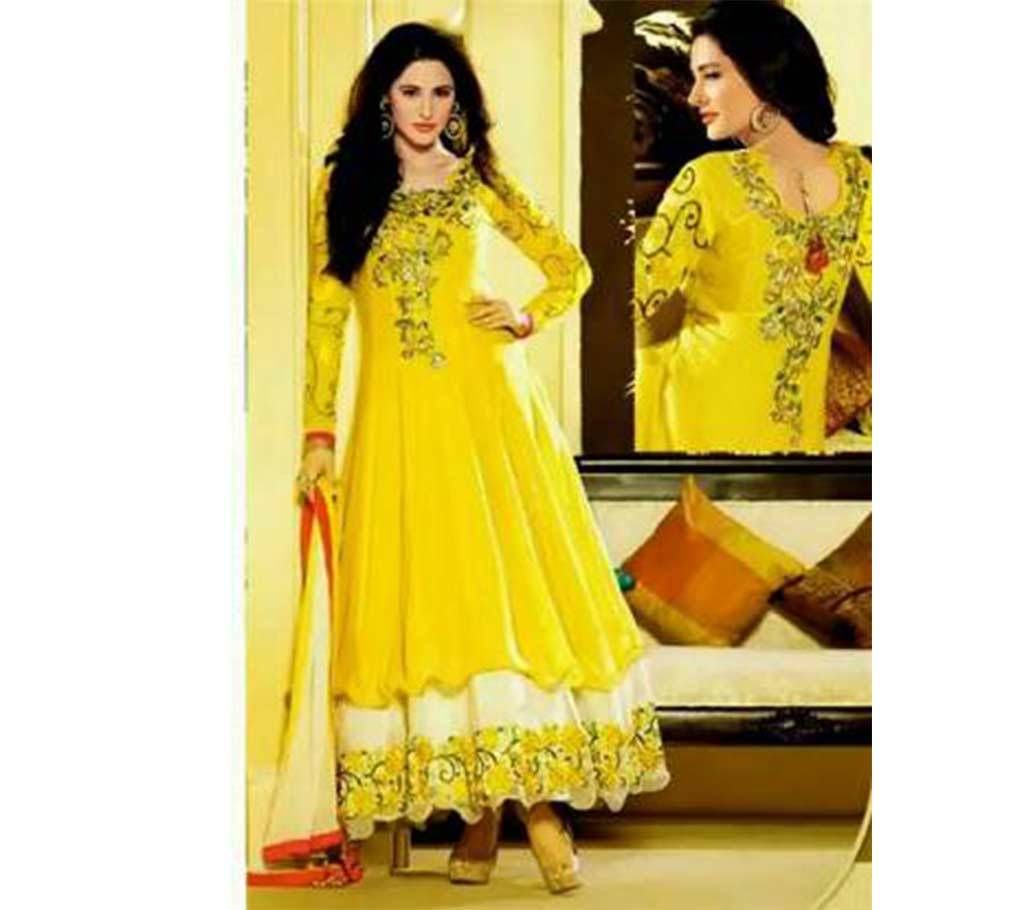 Unstitched Georgette With Embroidery Work Three Piece - Copy