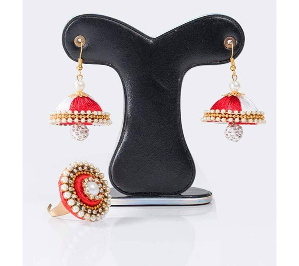 Multi Color Silk Thread Earring & Finger Ring