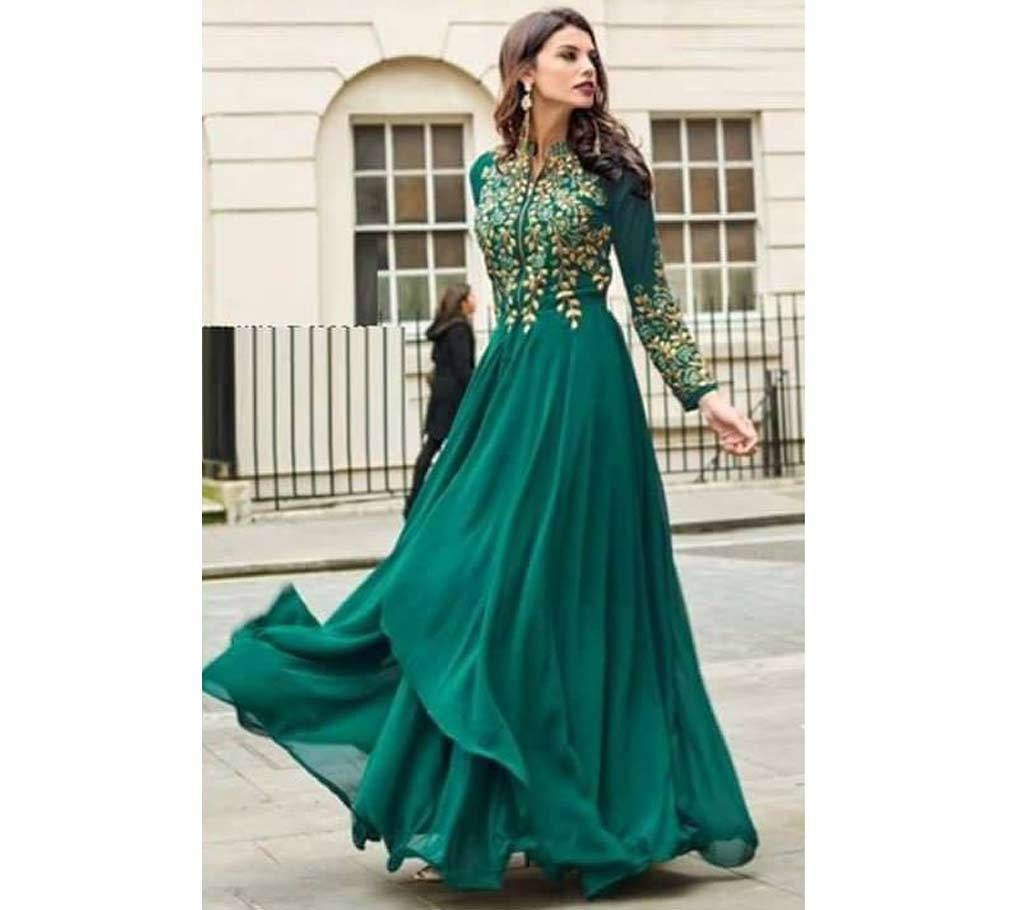 Unstitched Embroidery Anarkali Georgette Three-pcs