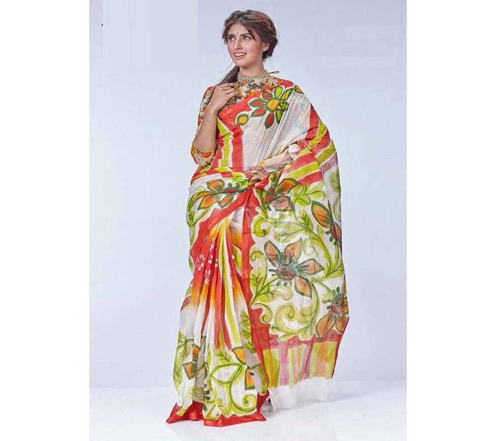 Cotton Hand Print Saree
