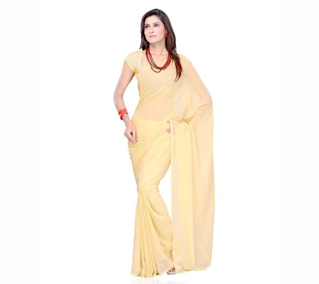 Indian Offwhite Soft Plain Georgette plain design Saree