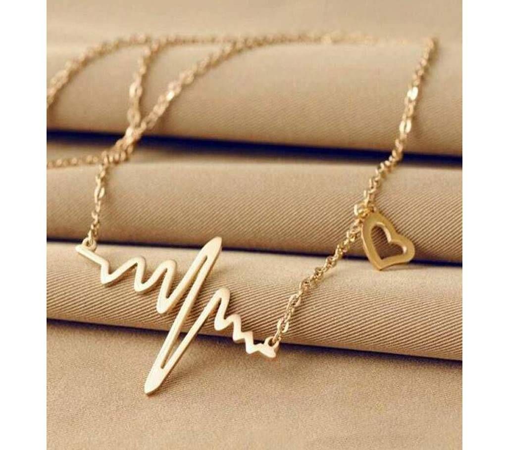 Heartbeat Shape Rose Necklace