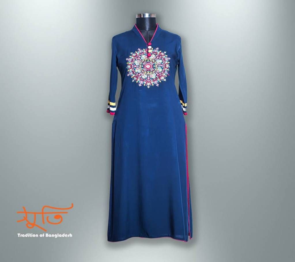 Exclusive blue Kurti with Lace and Karchupi work