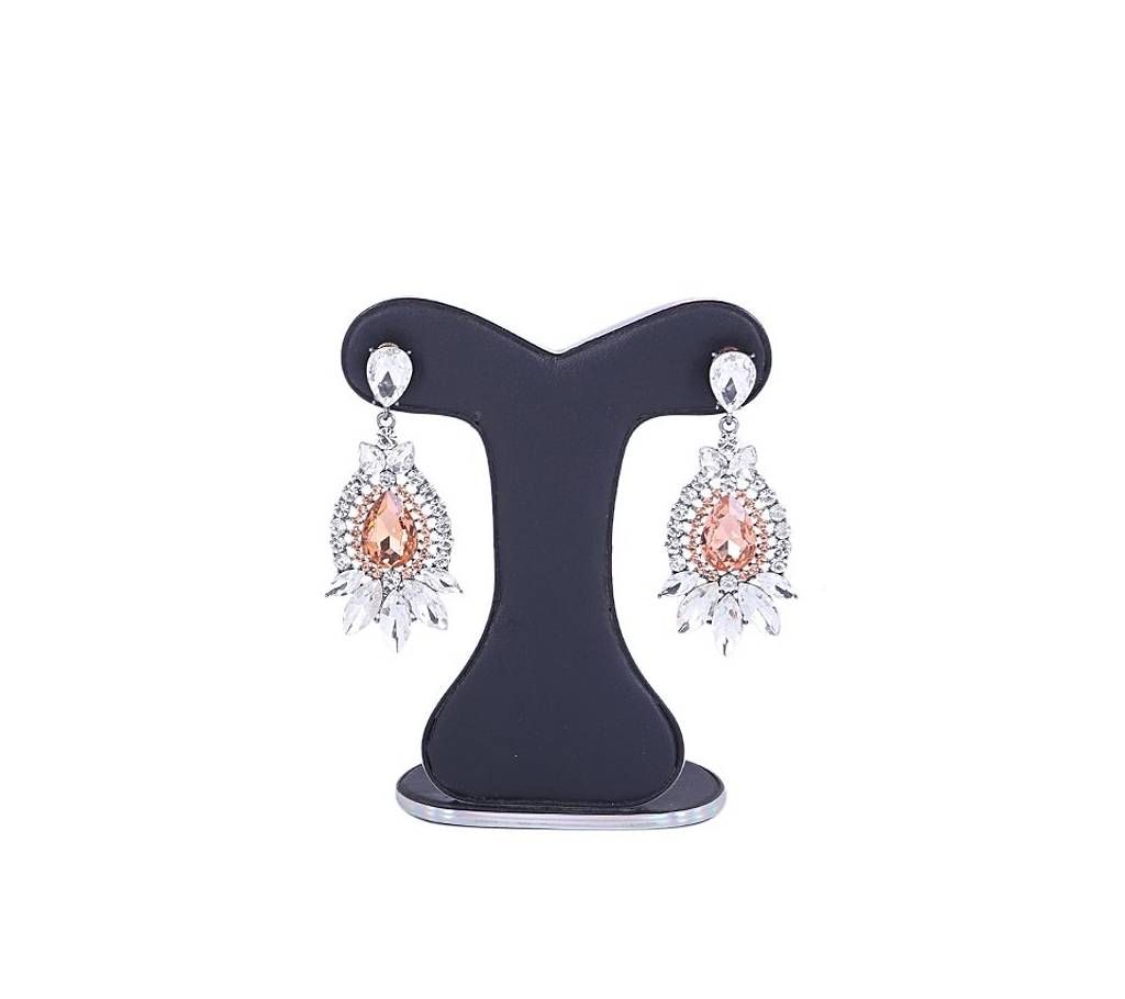 Silver and Chocolate Alloy Crystal Stone Ear Ring For Women