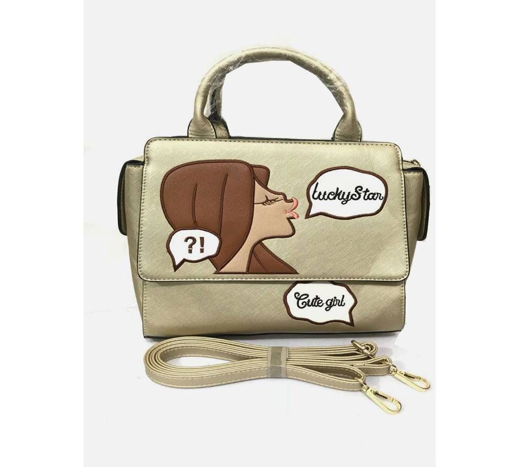GOLDEN COLOR ARTIFICIAL LEATHER WOMEN HANDBAG