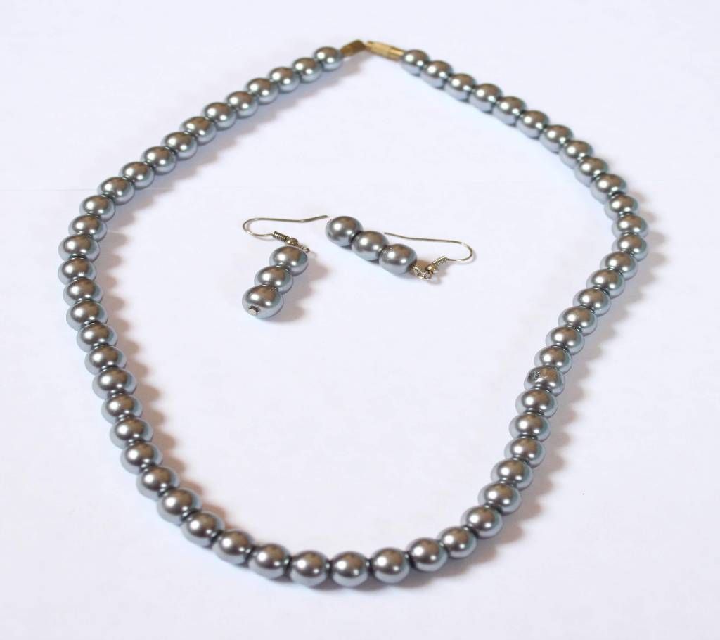 Silver Pearl necklace set