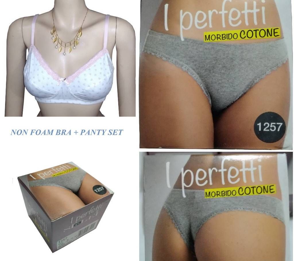 WOMENS BRA PANTY SET COTTON COMFORTABLE & SPANDEX FABRICS