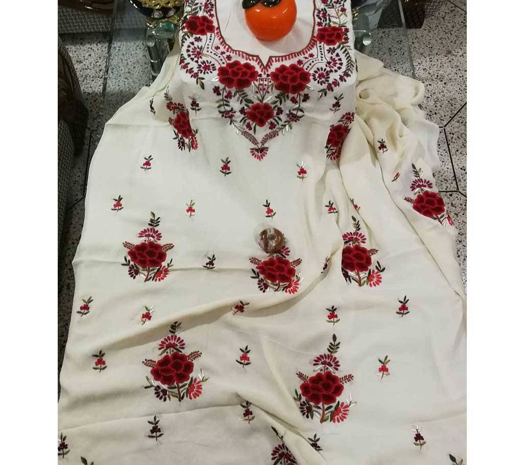 Unstitched Indian Fulkari Hand Stitched Work Georgette Long Kurti