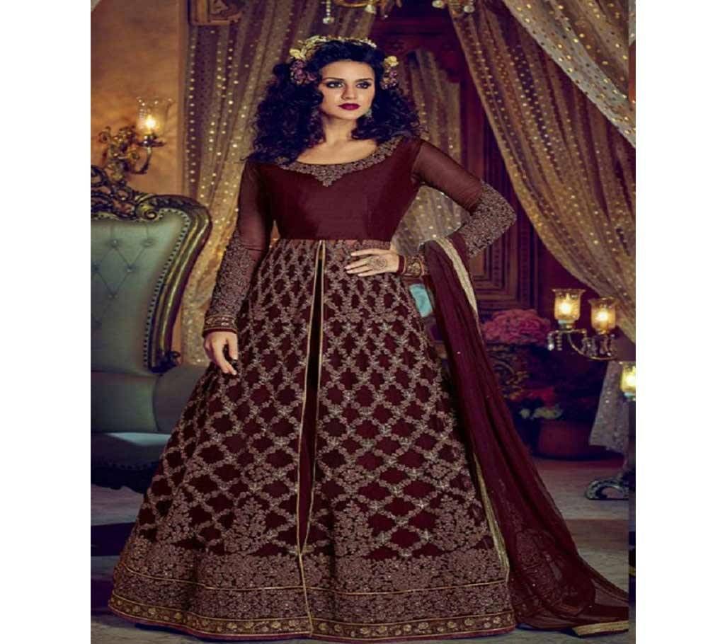 Semi-Stitched Indian Weightless Georgette Embroidery Long Gown Copy 
