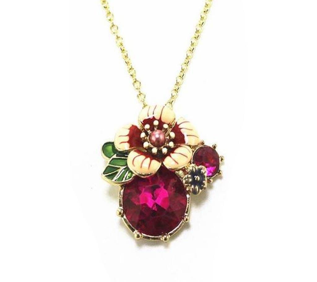 Stone Setting Jewelry flowers red Pendant 