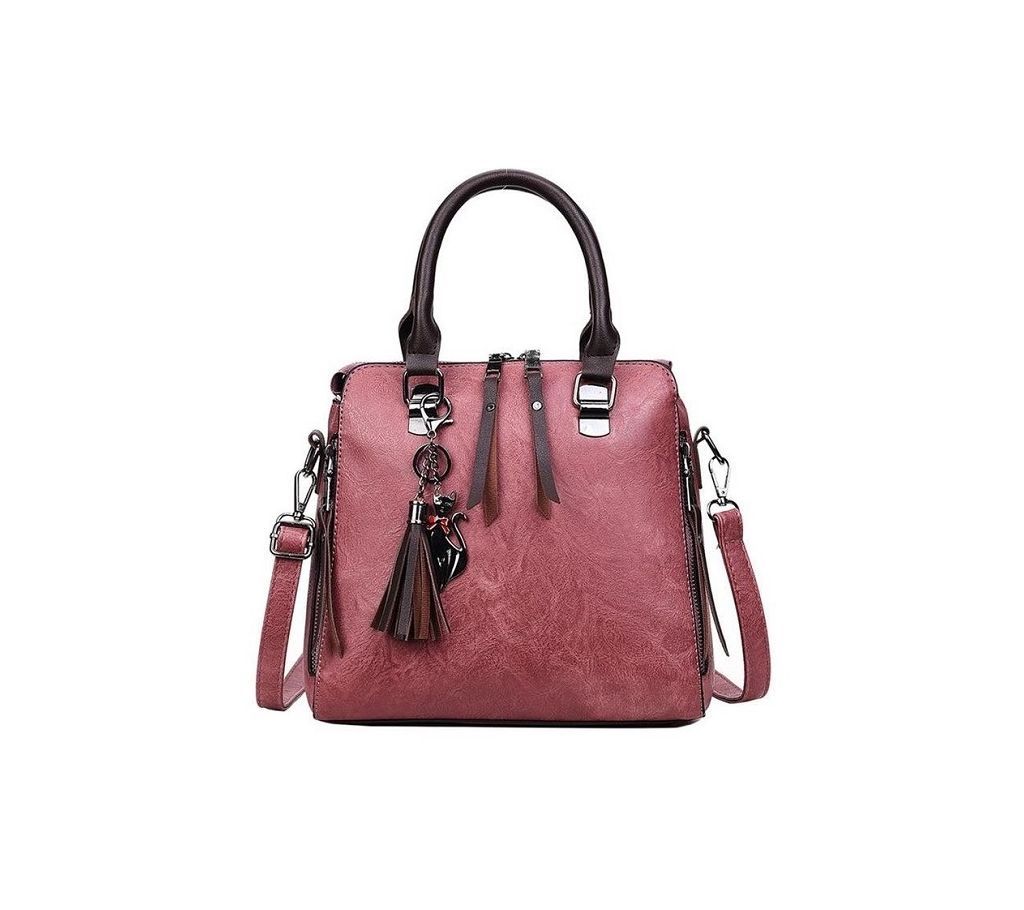 Women exclusive design PU leather handbag, shulder bag (1828) Pink