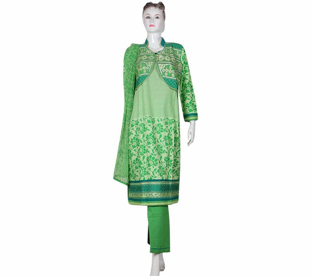 Ready made block printed stone embroidery three piece  