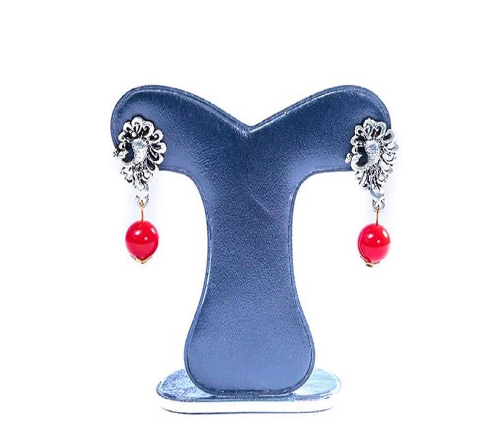 Red Color Stone Setting Earring