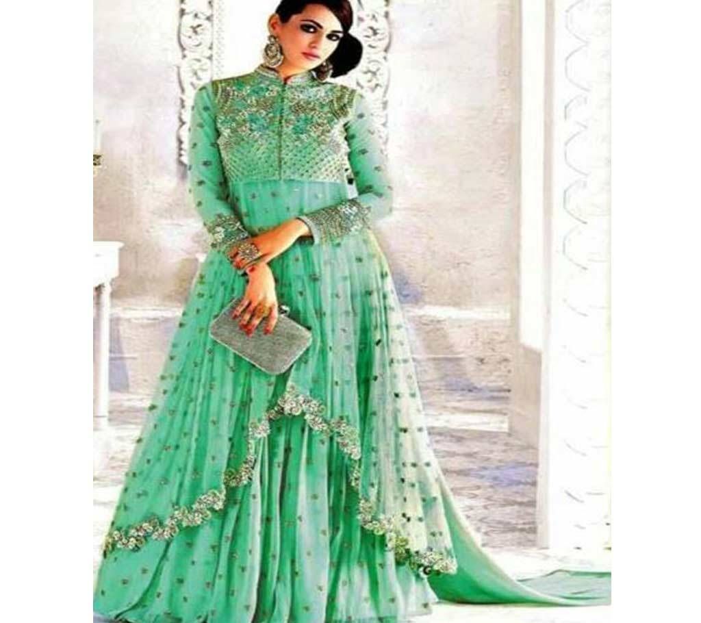 Unstitched peach puff Georgette Gown for woman