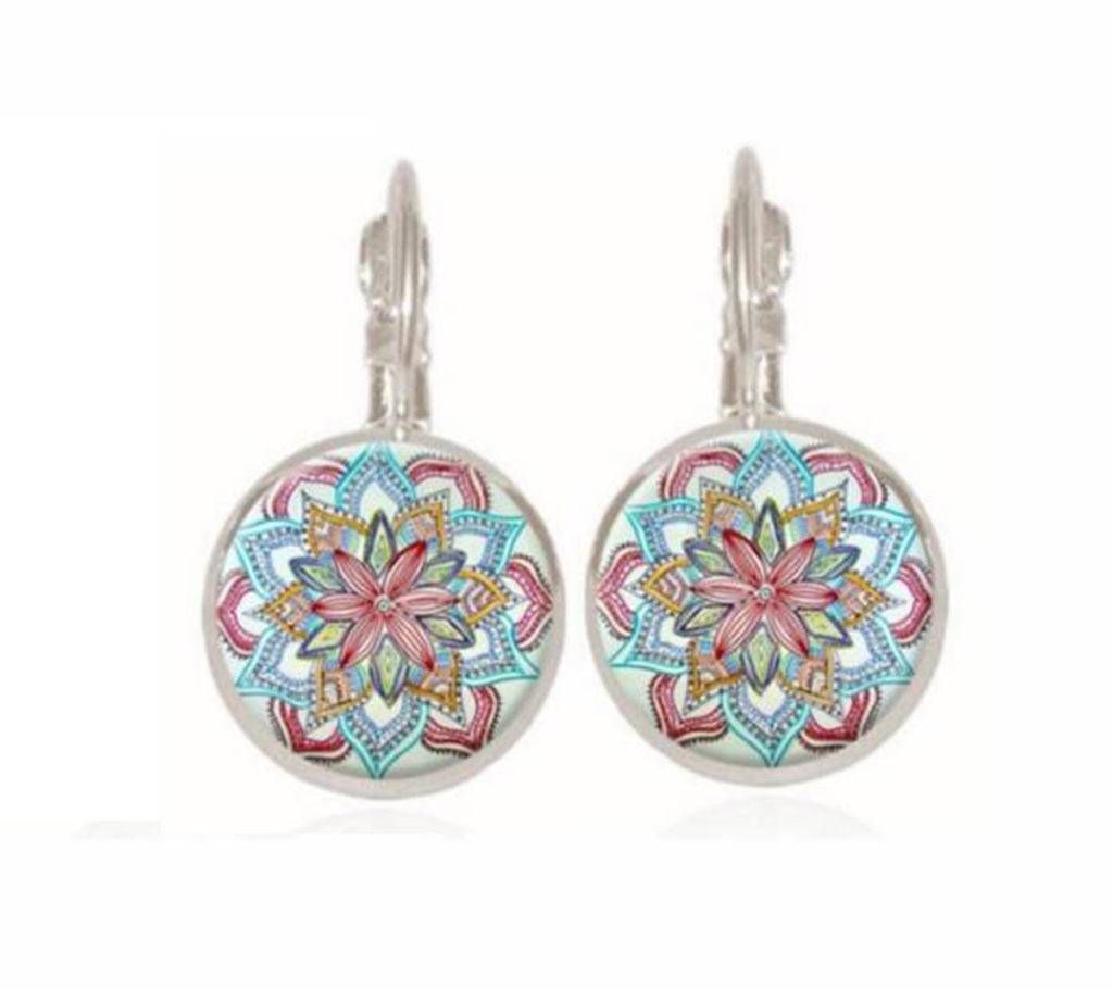 1Pair Antique Flower Glass Charms Earrings For Women