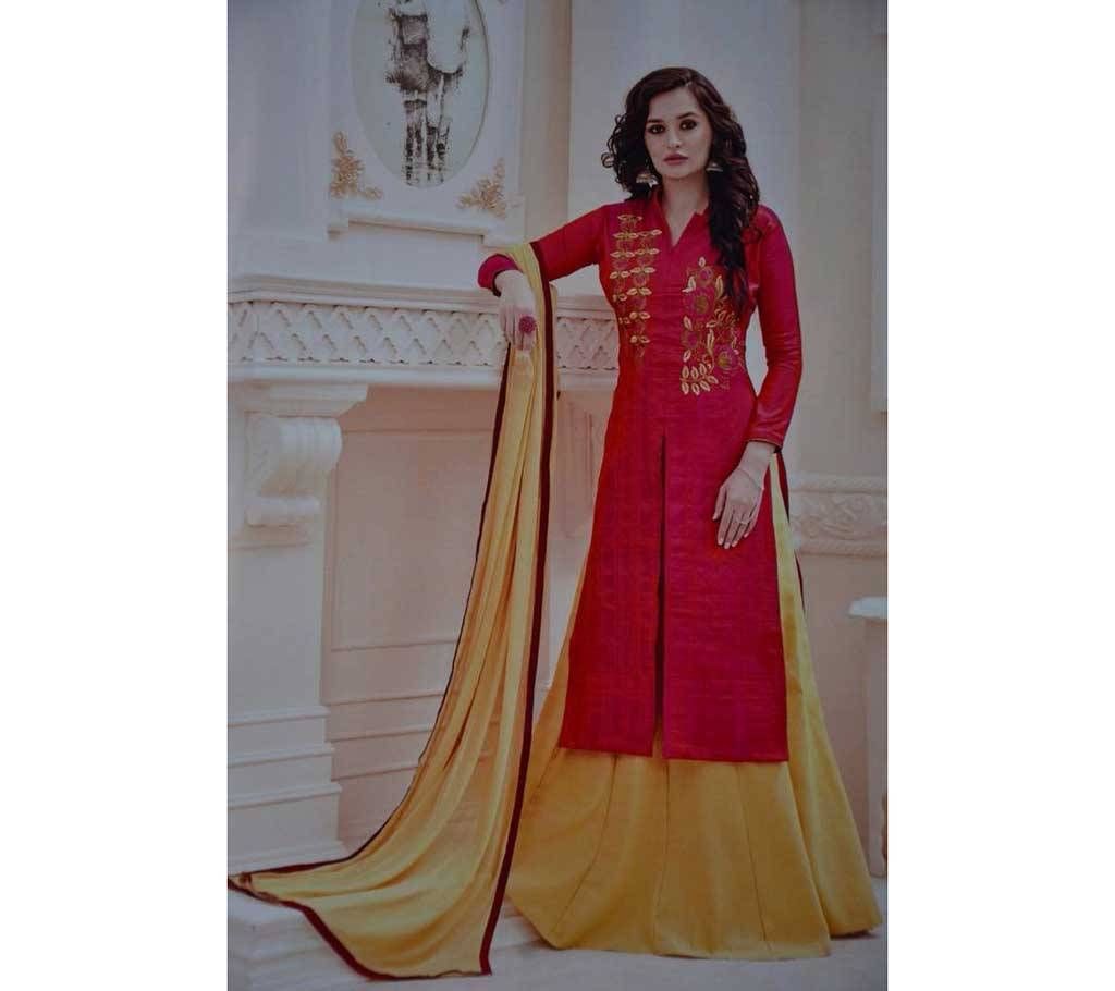 Indian Un stitched dhupiyan silk three piece 