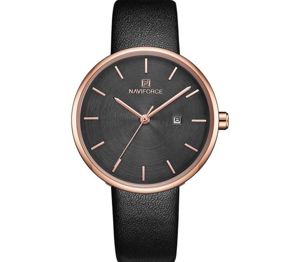 NAVIFORCE NF5002 Leather Waterproof Watch For Women-Black