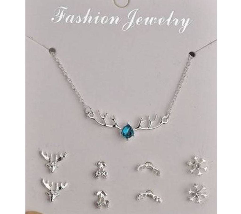 Necklace + 4 Stud Earrings Imitation Pearl Set