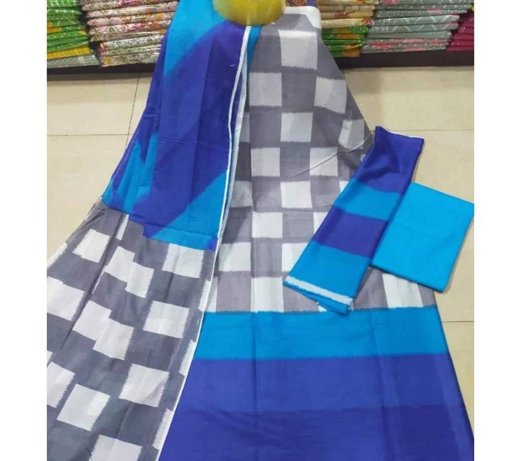unstitched aci cotton screen print  three piece