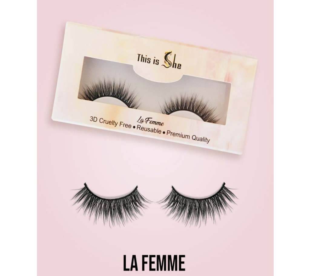 Eyelashes - This is She - La Femme False Eye Lashes -Premium Quality made from Korean Silk -1 pair- Canadian Brand