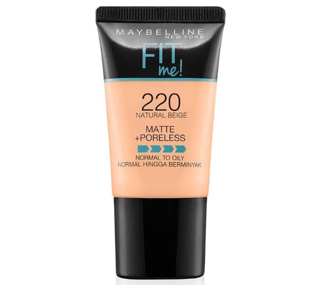 Maybelline New York Fit Me Matte Poreless Liquid Foundation Tube- 220 Natural Beige -30 ml-UK