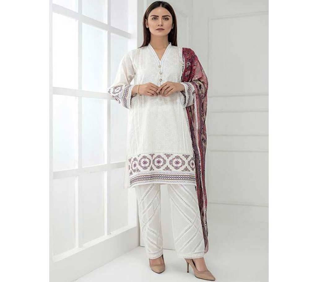 Chikankari Collection Unstitched Cotton 3Pcs-071