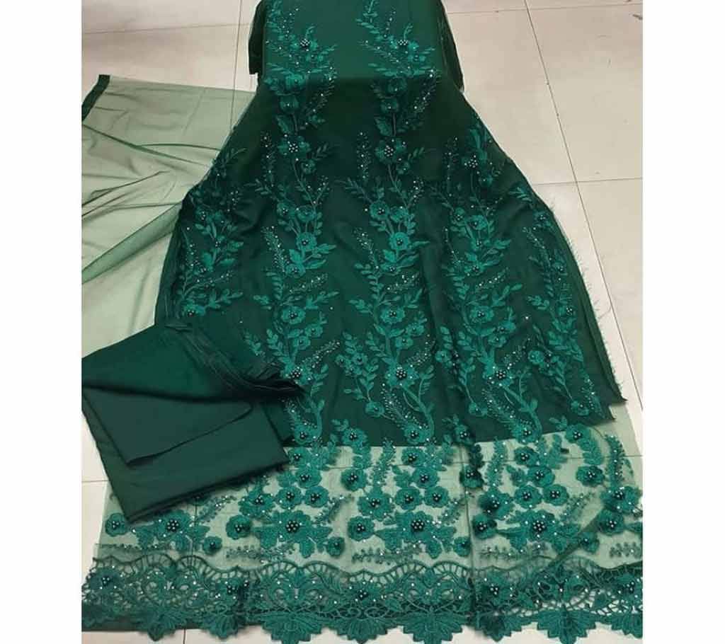 UnstitchedFabric Embroidered Cotton Net Unstitched 3 Piece(With inner)-19