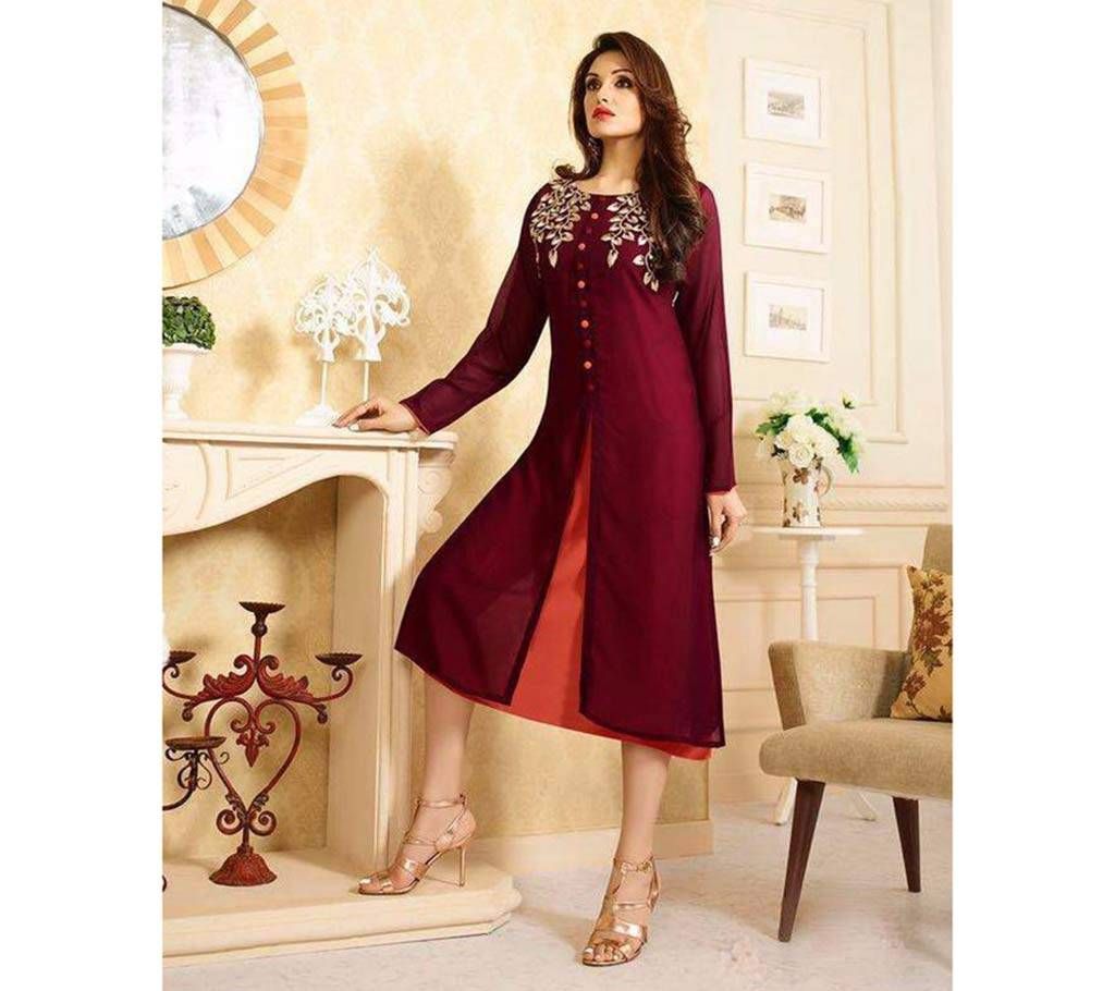 Semi-stitched Embroidered Georgette Kurti