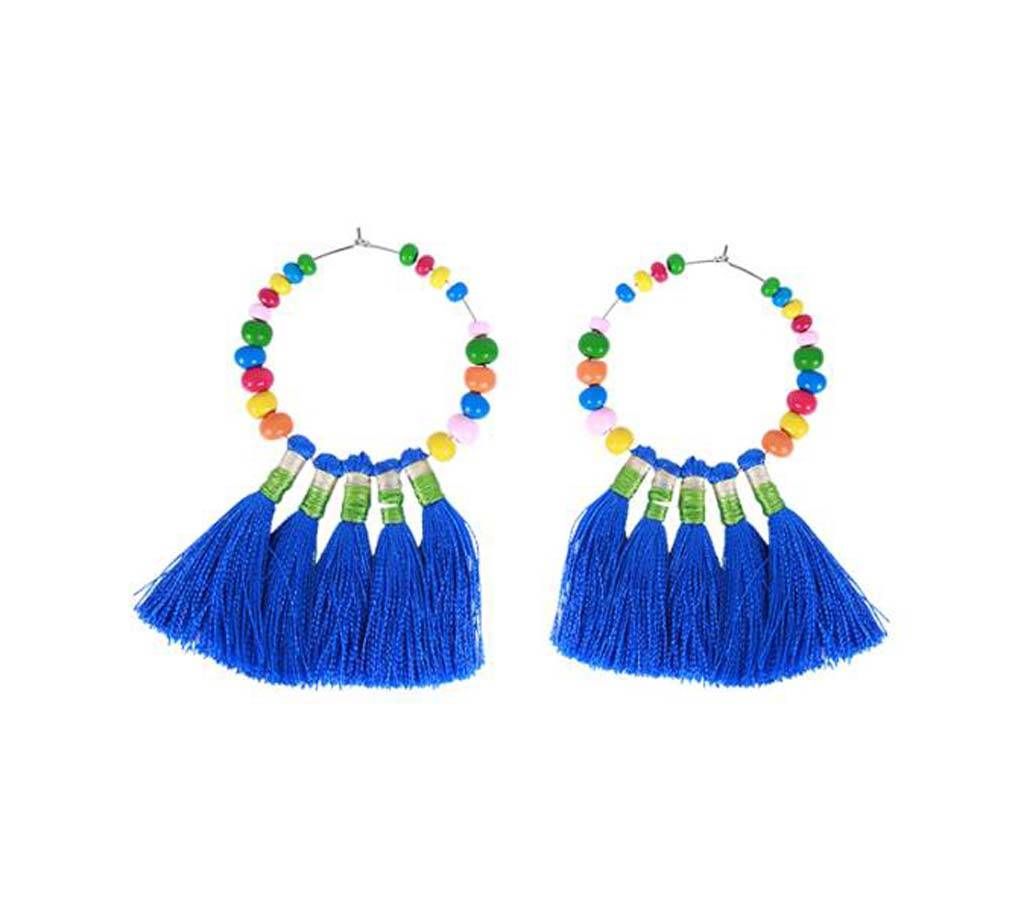 Navy blue tassel earring