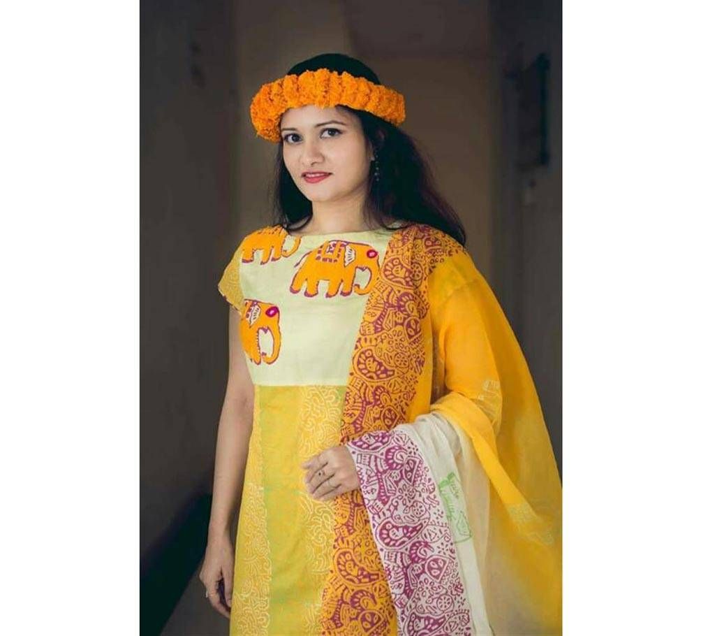 Hati Arir Work Block Printed Three Piece 