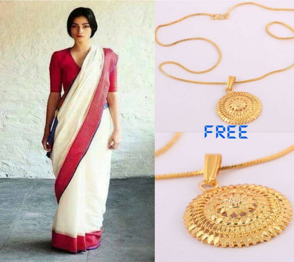 cotton sharee with pendant 
