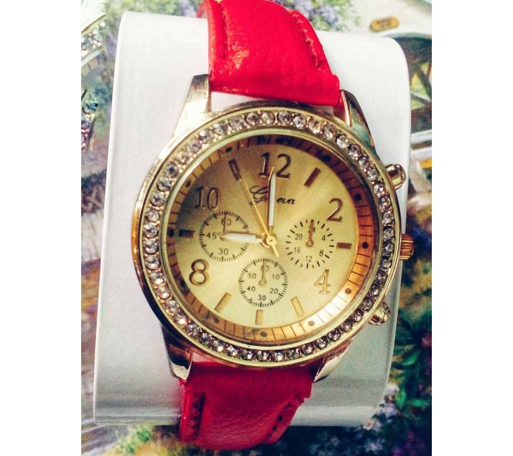 Red Belt Golden watch