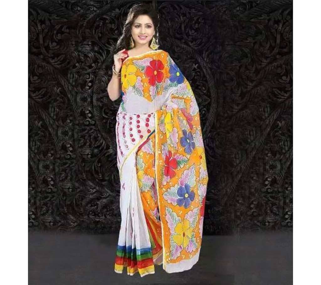 COTA SILK SAREE WITH HAND PAINT