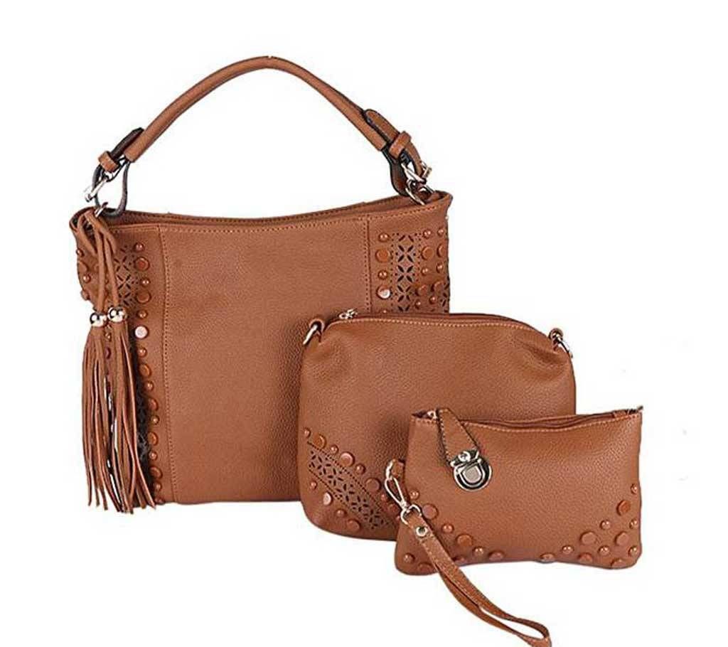 Burly Wood PU Leather Shoulder Bag For Women