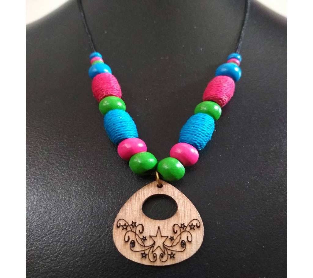 Woodpendent Beads Setting Necklace 