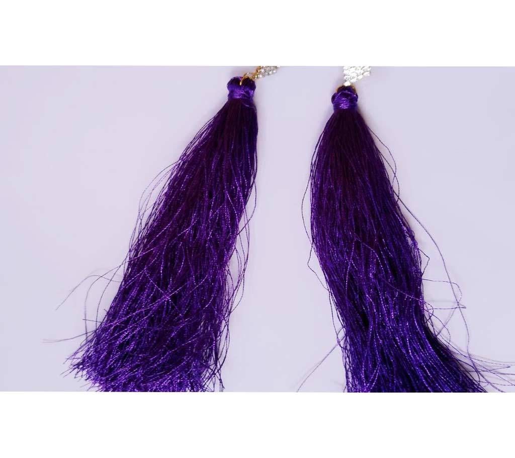silk thread stone setting earring 
