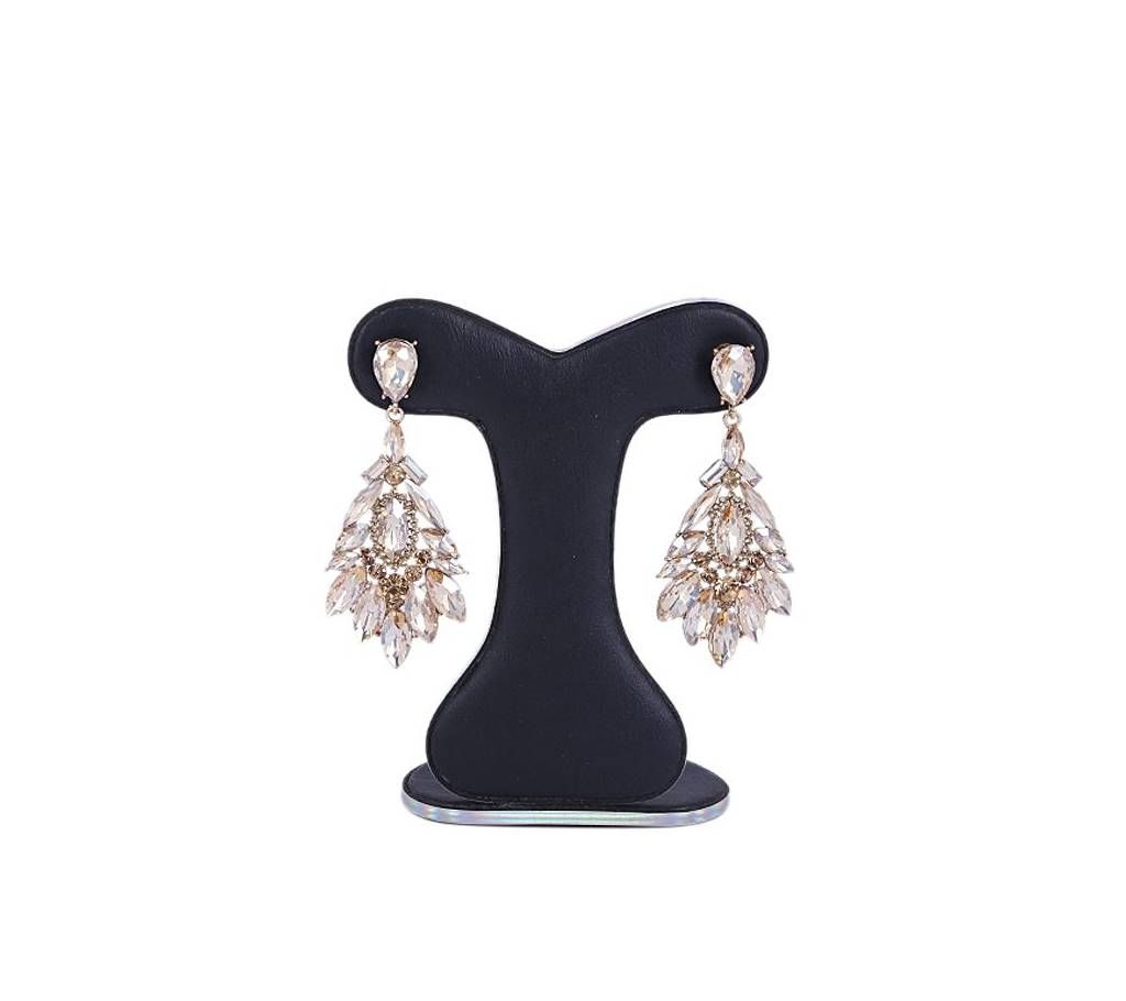 Golden Alloy Crystal Stone Ear Ring For Women