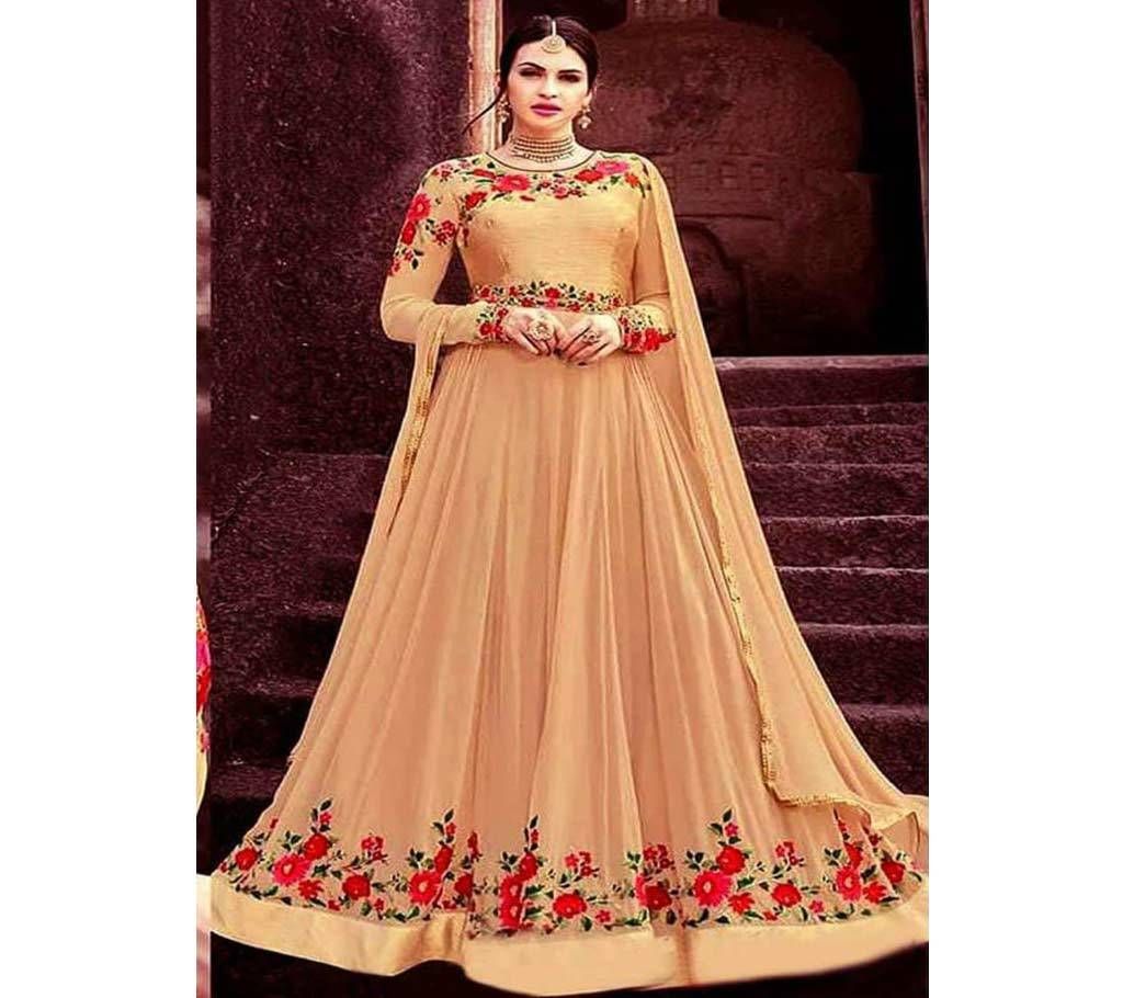 Unstitched Khaki Georgette Gown