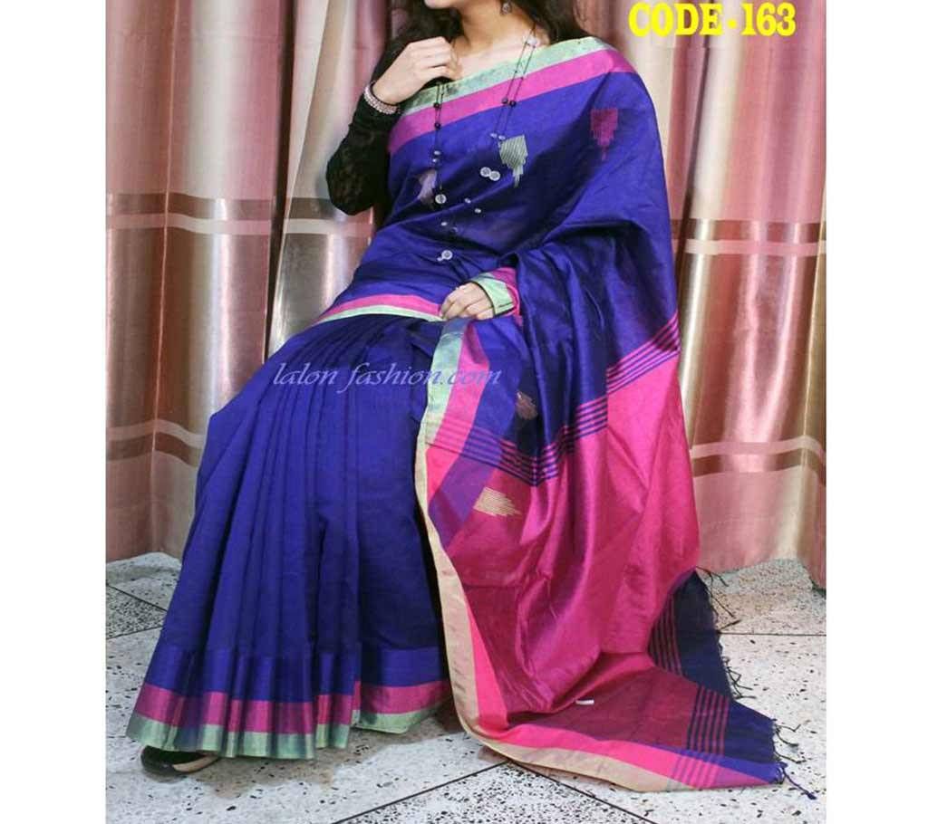 Blue & Magenta Monipuri Silk Sharee