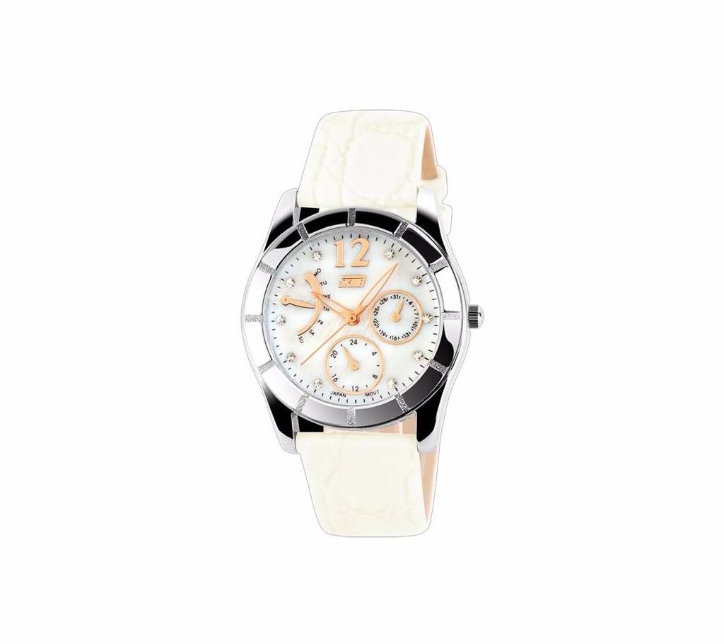 Skmei 6911 - White Leather Chronograph Watch for Women