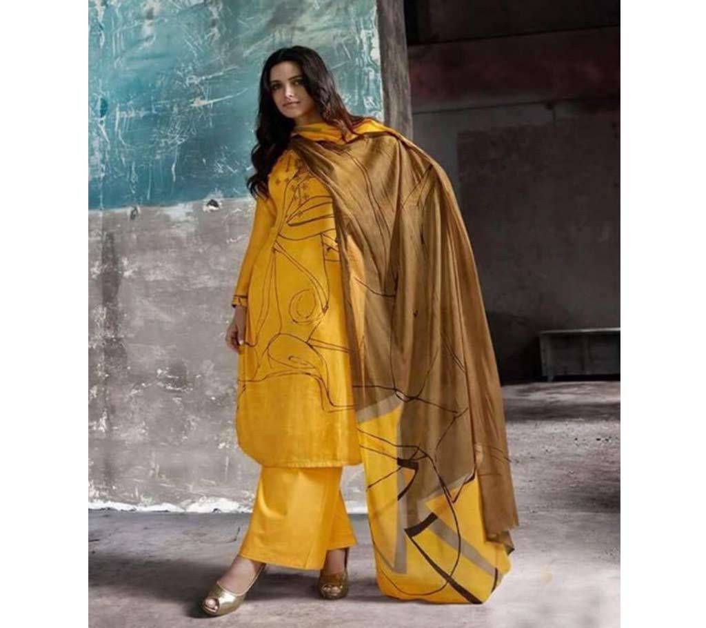 Omtex Omaira - 205-B Unstitched Cotton satin Suit