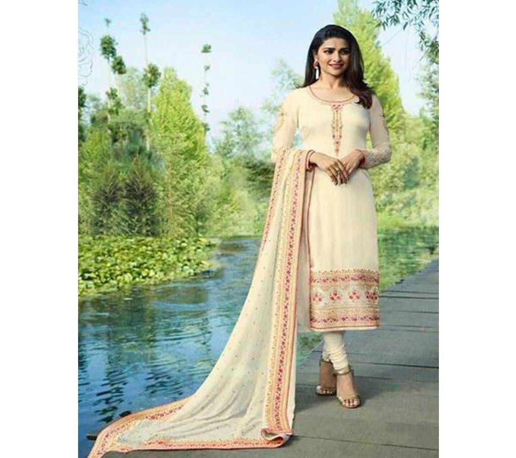 Unstitched cream Salwar Kameez For Women Copy