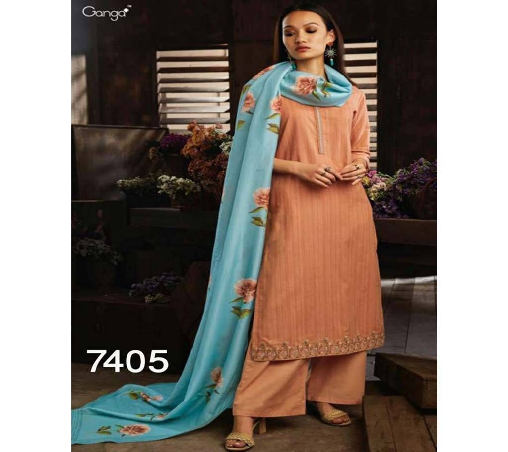 Ganga Unstitched Cotton Three Piece 7405
