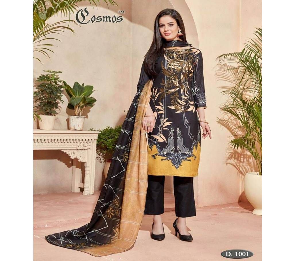 Cosmos Saadia Noor Lawn Collection Vol 1 - 1001 - Black with Multi Design - ASI